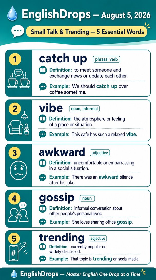 💧 EnglishDrops — 5 Essential Words for August 5, 2026