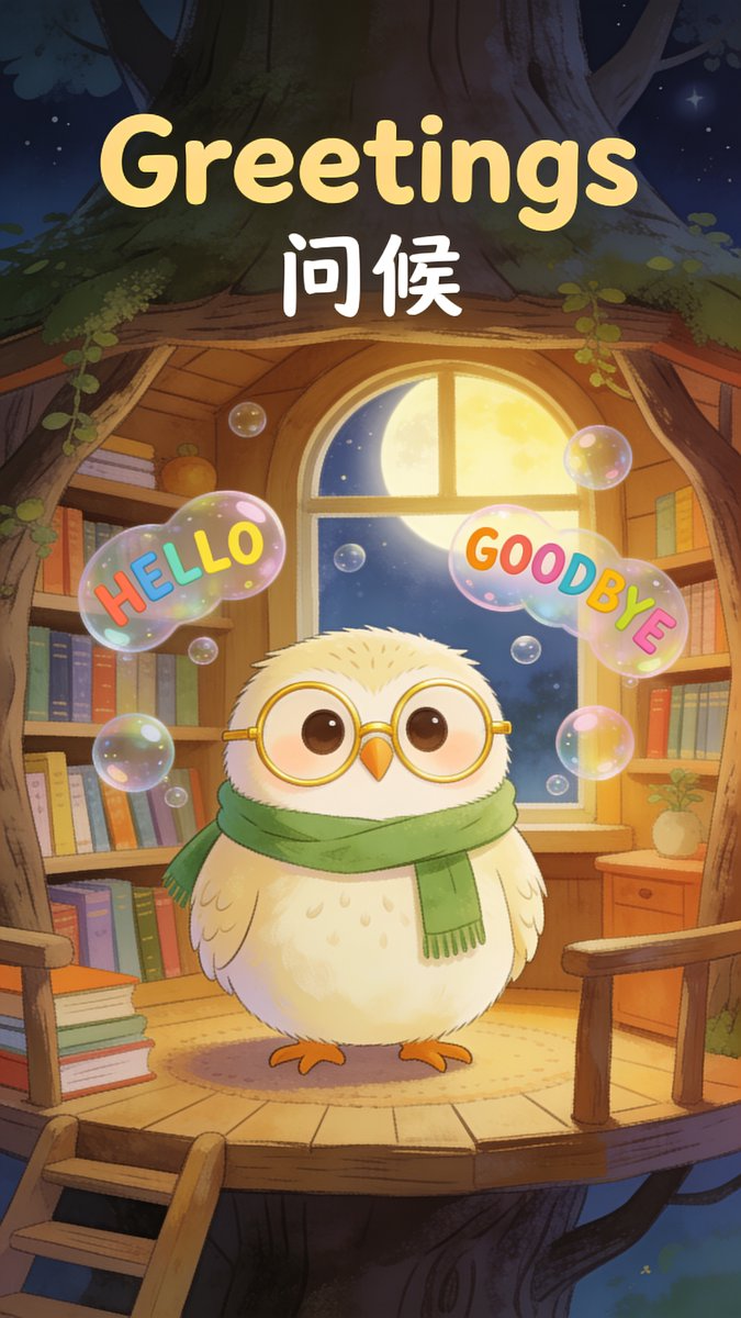 🦉 Greetings 问候 | HELLO &amp; GOODBYE — 英语启蒙 Day 1