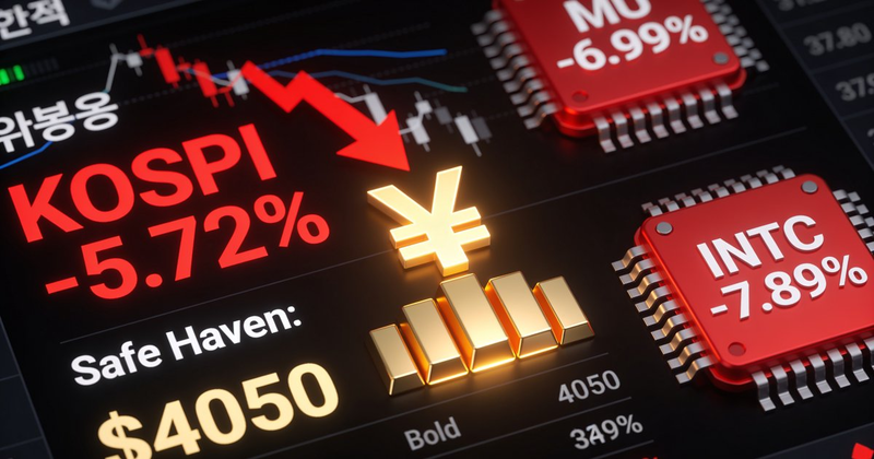 🩸 散戶每日指南：KOSPI 血洗 -5.72% 引發記憶體屠殺 2.0——NVDA 距翻空僅 2.28%、INTC 業績好也暴跌 7.9%，恐慌中的散戶生存法則 — July 24, 2026