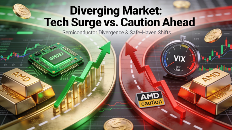 ⚖️ 散戶每日指南：NVDA 連五漲、金價勁揚轉折日——「四大晶片亮綠燈、AMD 獨憔悴」的分裂盤，散戶該站哪邊？ — 8 月 5, 2026