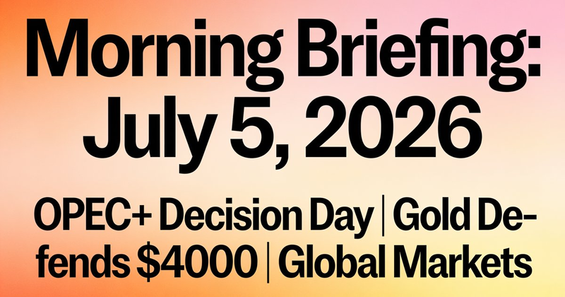 ☀️ Morning Briefing: July 5, 2026 — OPEC+ Decision Day + Gold Defends $4,000