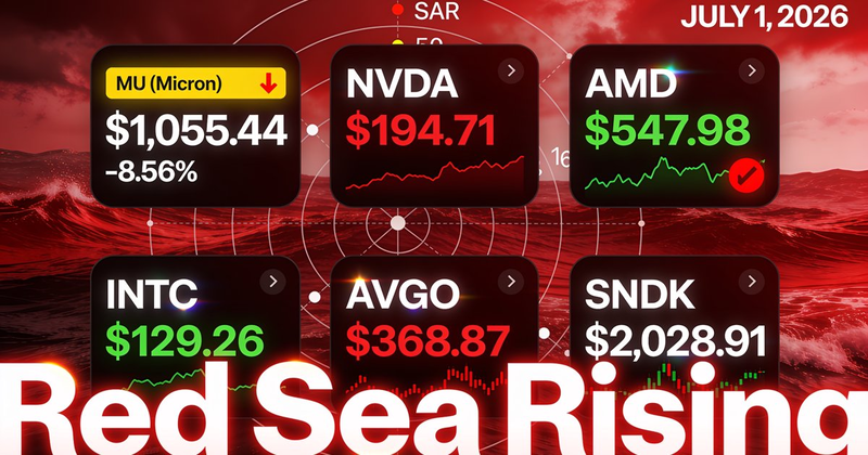 🔴 Red Sea Rising: MU Plunges -8.6%, NVDA Deepens Bearish, BUT AVGO Narrows Gap! — July 1, 2026