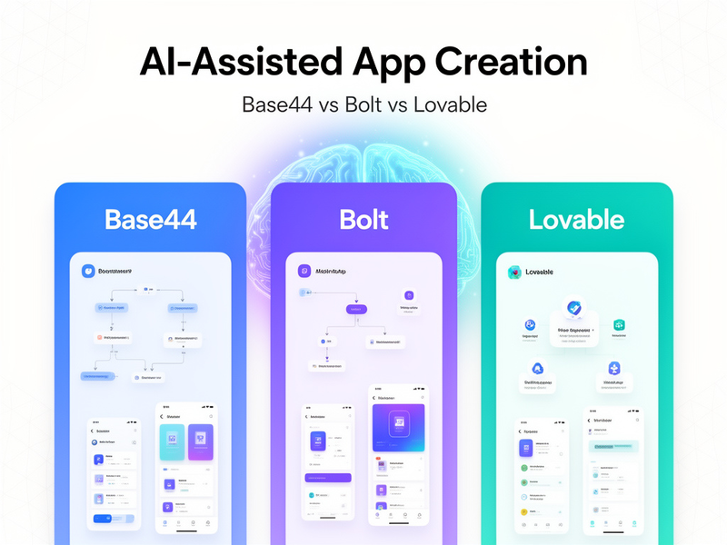 Base44 vs Bolt vs Lovable in AI assisted app creation