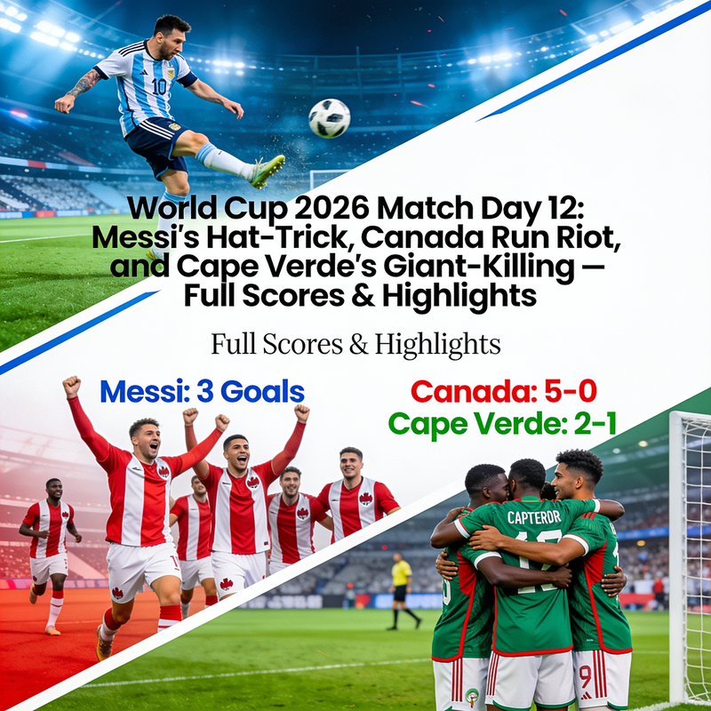 World Cup 2026 Match Day 12: Messi's Hat-Trick, Canada Run Riot, and Cape Verde's Giant-Killing — Full Scores &amp; Highlights
